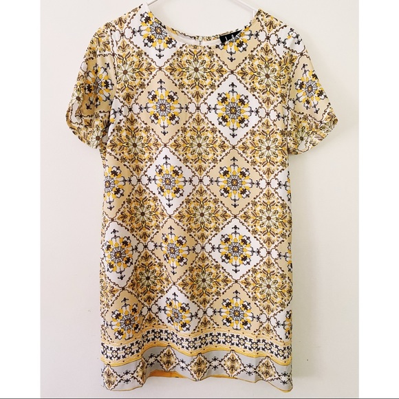 NWOT Dandy lion yellow pattern shift dress - Picture 2 of 7